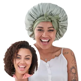Silk Bonnet For Sleeping Women, Satin Hair Bonnet For Sleeping For Wavy Curly Natural Hair Women Men - Green (Option: Green)